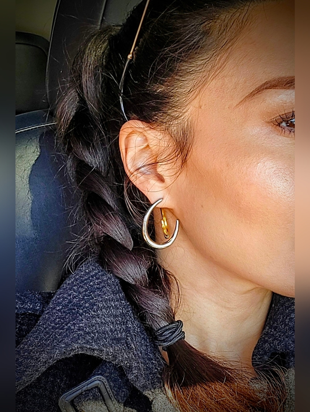 Two-Tone 18K Gold Plated Stainless Steel Hoop Earrings